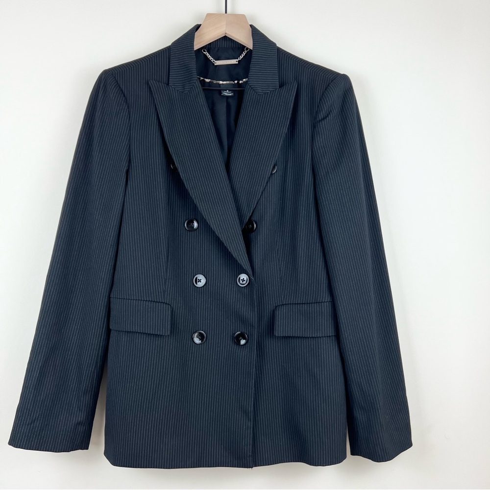 White House Black Market Women’s Pinstripe Button Front Blazer